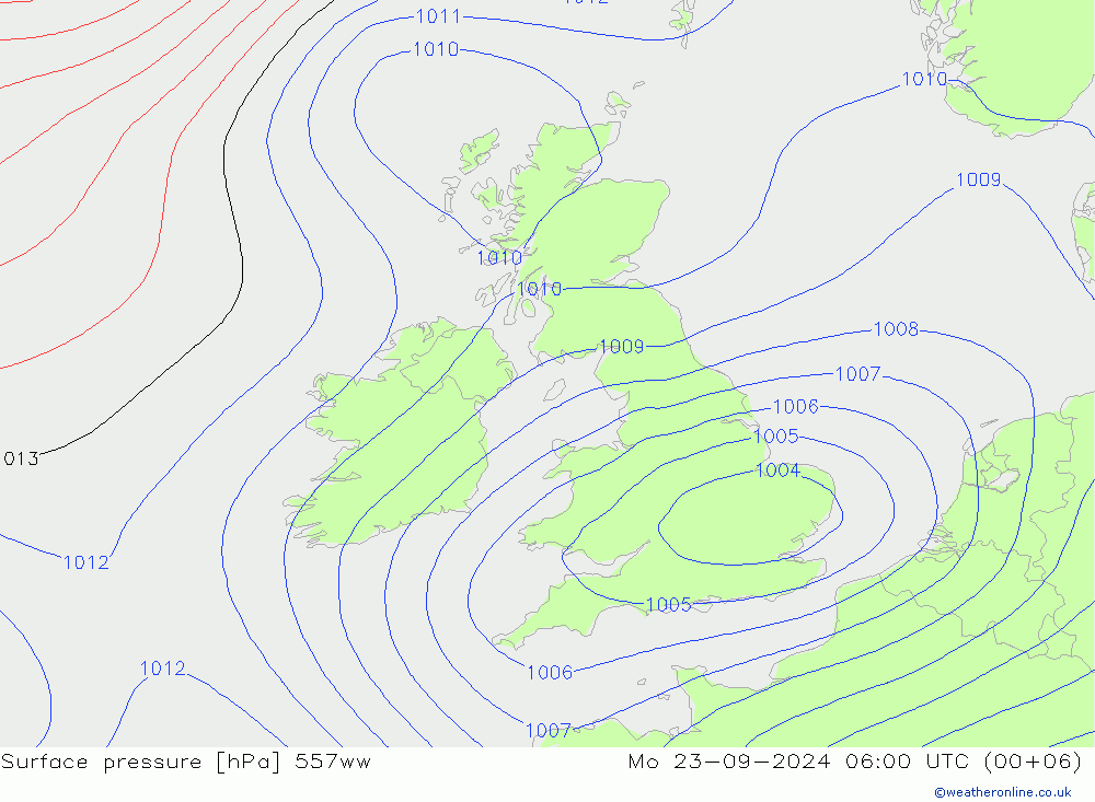 Surface pressure 557ww Mo 23.09.2024 06 UTC