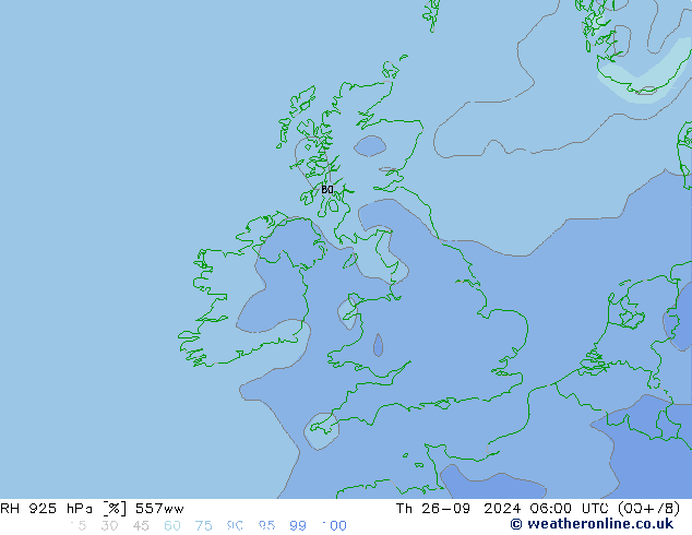 Humidité rel. 925 hPa 557ww jeu 26.09.2024 06 UTC