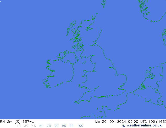 Humidité rel. 2m 557ww lun 30.09.2024 00 UTC