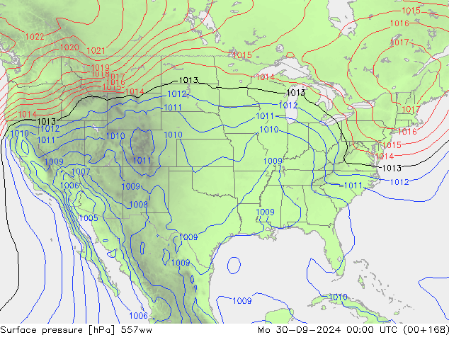 Luchtdruk (Grond) 557ww ma 30.09.2024 00 UTC