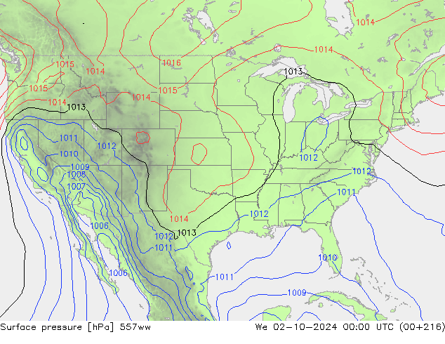 Surface pressure 557ww We 02.10.2024 00 UTC