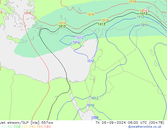 Jet stream/SLP 557ww Čt 26.09.2024 06 UTC