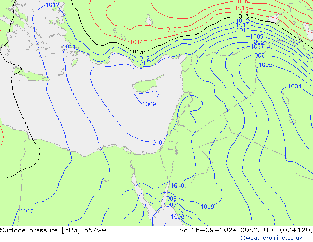 Surface pressure 557ww Sa 28.09.2024 00 UTC