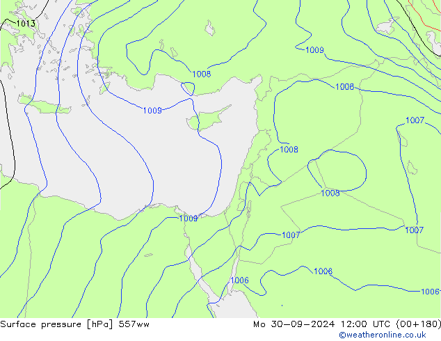 Surface pressure 557ww Mo 30.09.2024 12 UTC