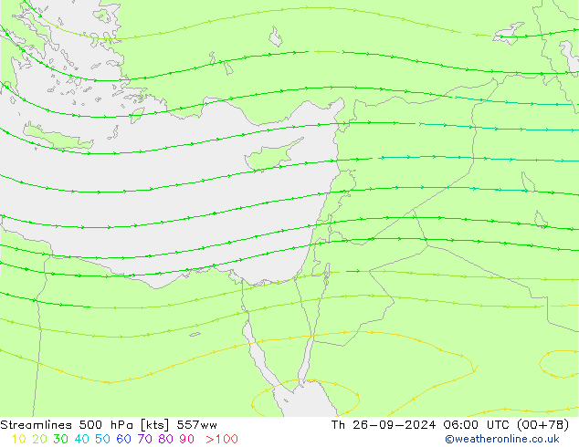 Streamlines 500 hPa 557ww Čt 26.09.2024 06 UTC