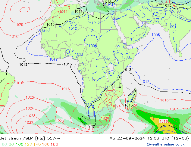 Jet stream/SLP 557ww Po 23.09.2024 12 UTC