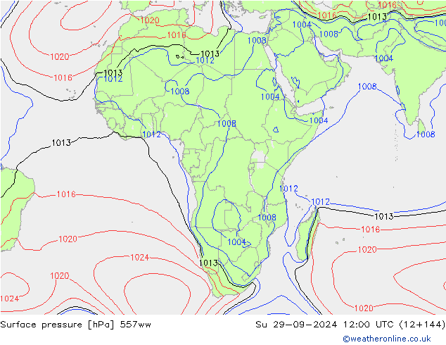 Surface pressure 557ww Su 29.09.2024 12 UTC