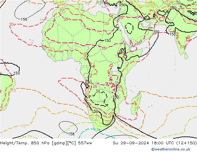 Height/Temp. 850 гПа 557ww Вс 29.09.2024 18 UTC