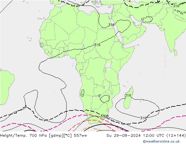 Height/Temp. 700 hPa 557ww Su 29.09.2024 12 UTC