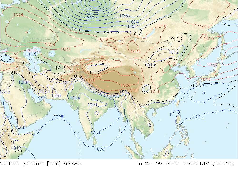 Surface pressure 557ww Tu 24.09.2024 00 UTC