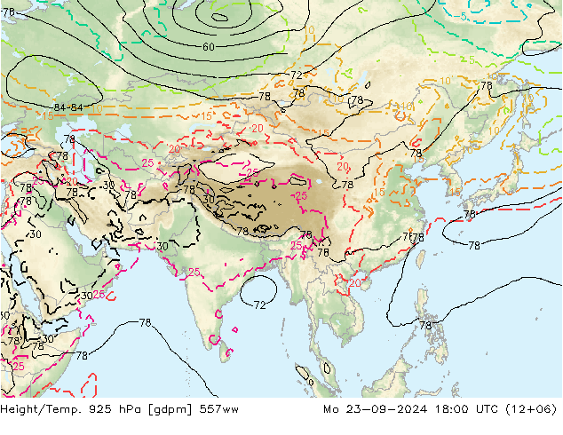 Height/Temp. 925 hPa 557ww Mo 23.09.2024 18 UTC