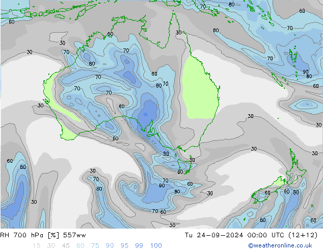 RV 700 hPa 557ww di 24.09.2024 00 UTC