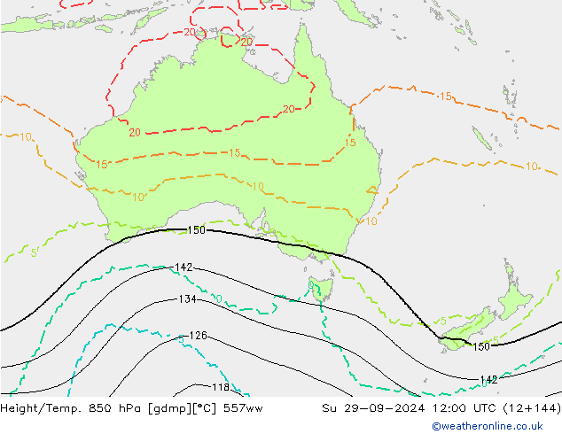 Height/Temp. 850 hPa 557ww nie. 29.09.2024 12 UTC