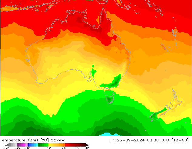 Temperatuurkaart (2m) 557ww do 26.09.2024 00 UTC