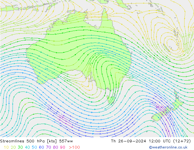 Streamlines 500 hPa 557ww Th 26.09.2024 12 UTC