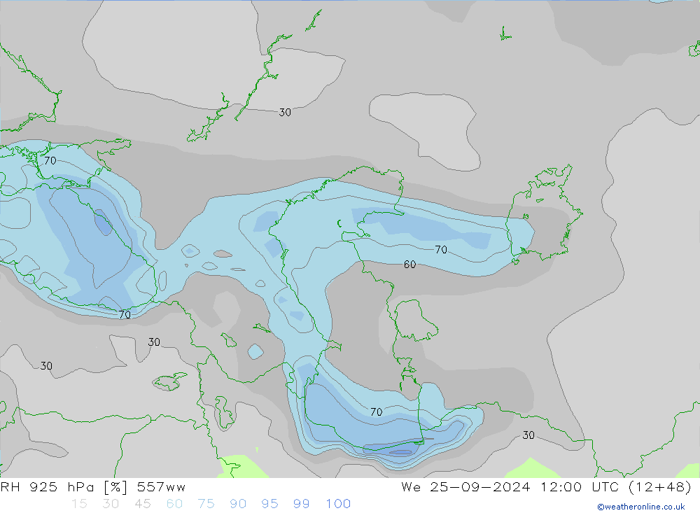 RH 925 hPa 557ww St 25.09.2024 12 UTC