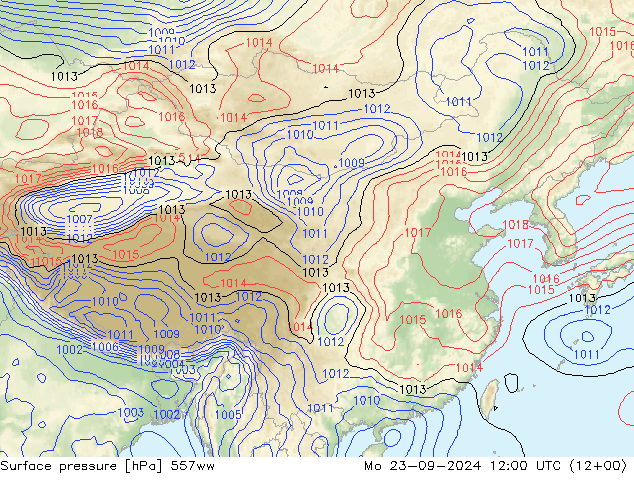 Surface pressure 557ww Mo 23.09.2024 12 UTC