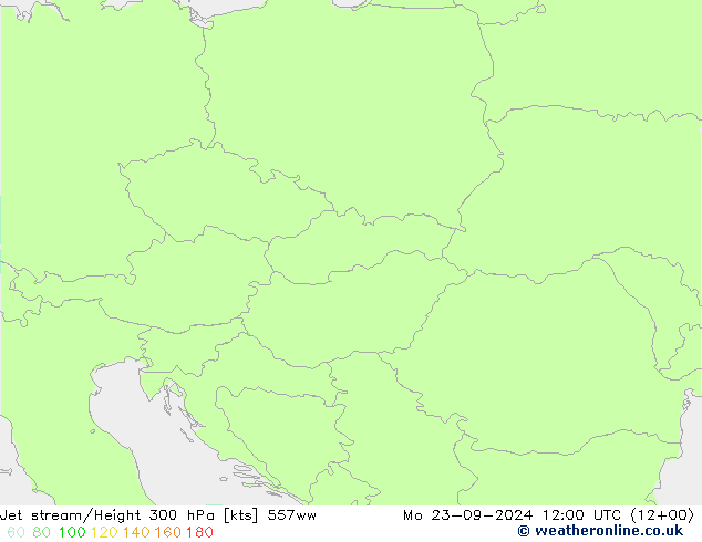 Jet stream/Height 300 hPa 557ww Mo 23.09.2024 12 UTC