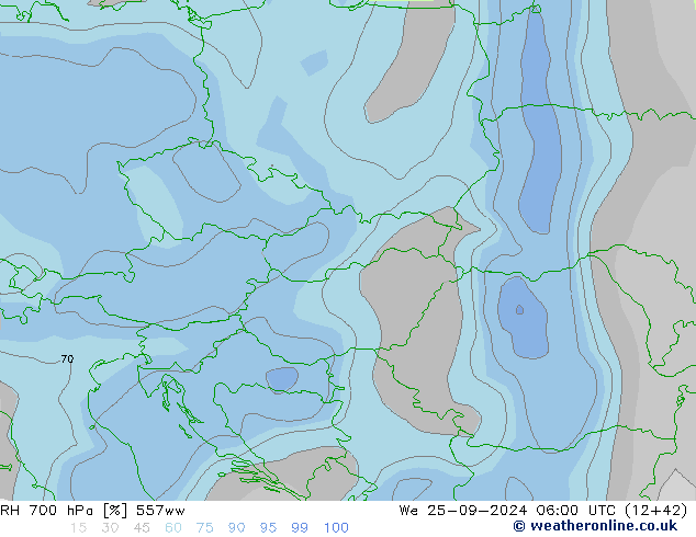 RH 700 hPa 557ww St 25.09.2024 06 UTC