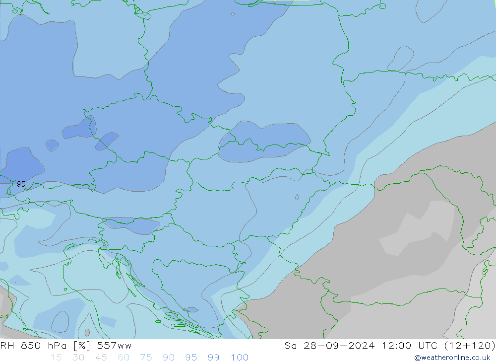 RV 850 hPa 557ww za 28.09.2024 12 UTC