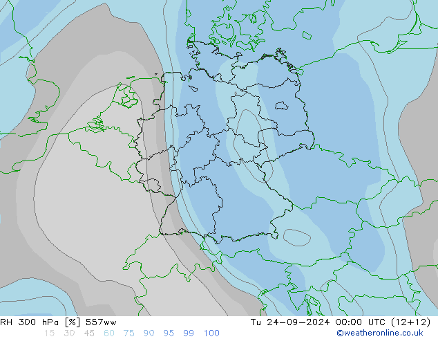 RH 300 hPa 557ww Tu 24.09.2024 00 UTC