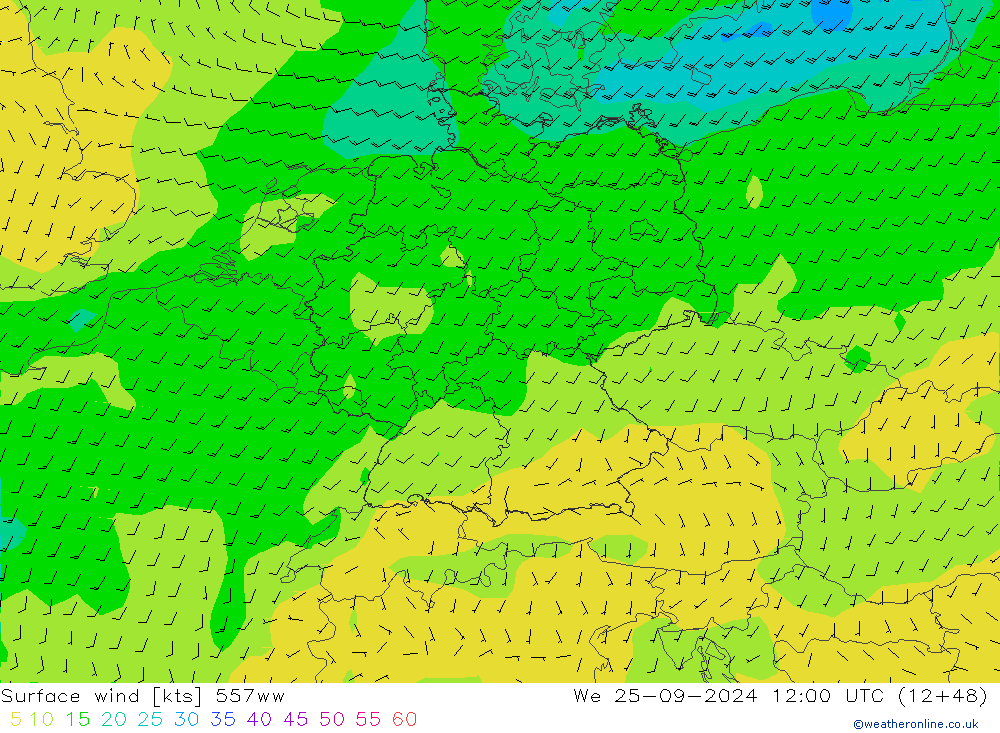 Viento 10 m 557ww mié 25.09.2024 12 UTC