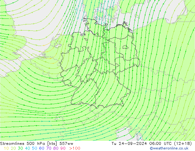 Streamlines 500 hPa 557ww Tu 24.09.2024 06 UTC