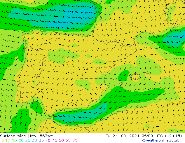 Surface wind 557ww Tu 24.09.2024 06 UTC