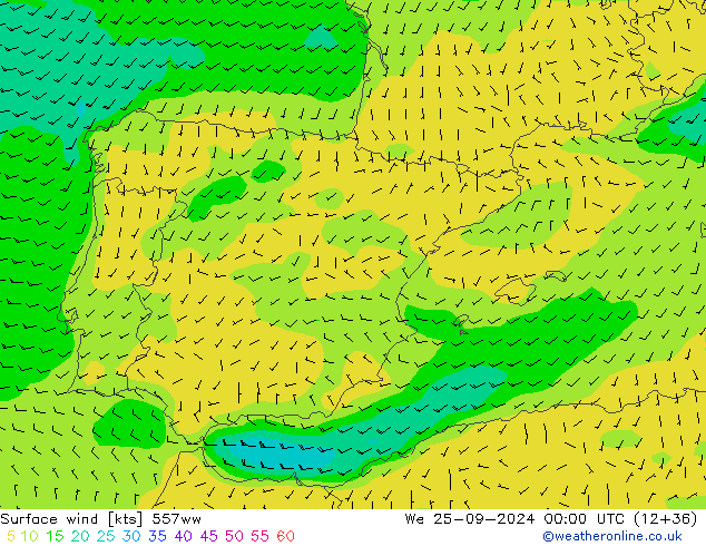 Wind 10 m 557ww wo 25.09.2024 00 UTC