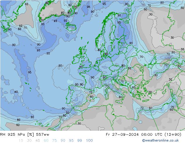 RH 925 hPa 557ww Fr 27.09.2024 06 UTC