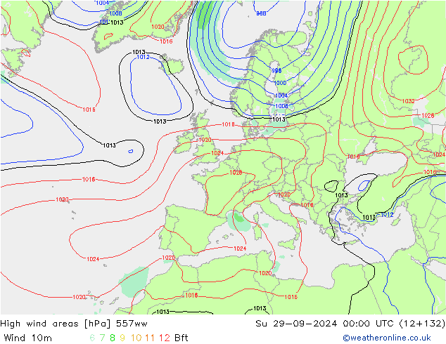 High wind areas 557ww Вс 29.09.2024 00 UTC