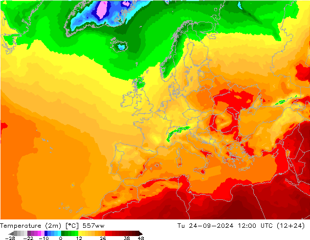 température (2m) 557ww mar 24.09.2024 12 UTC