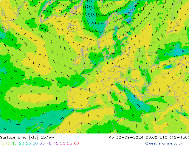 Surface wind 557ww Po 30.09.2024 00 UTC