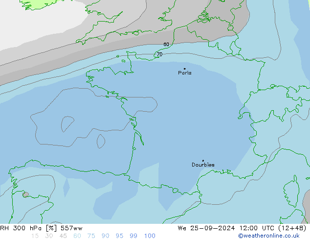 RH 300 hPa 557ww  25.09.2024 12 UTC