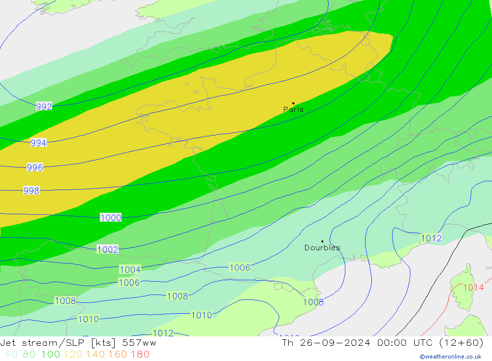 Jet stream 557ww Qui 26.09.2024 00 UTC