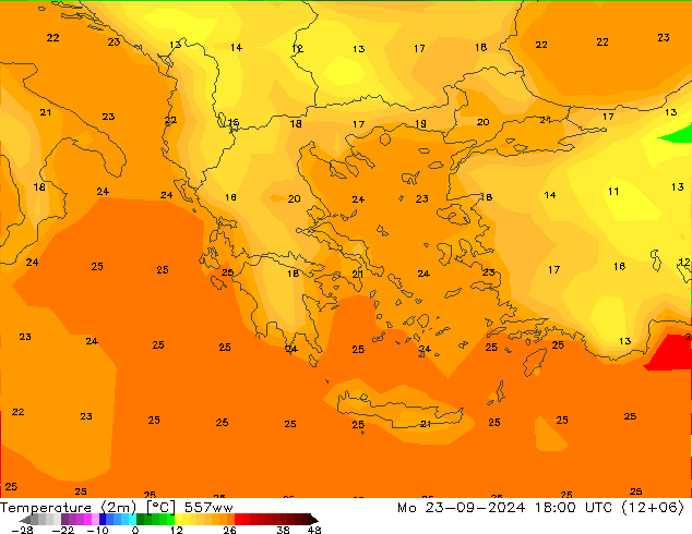 Temperatura (2m) 557ww Seg 23.09.2024 18 UTC