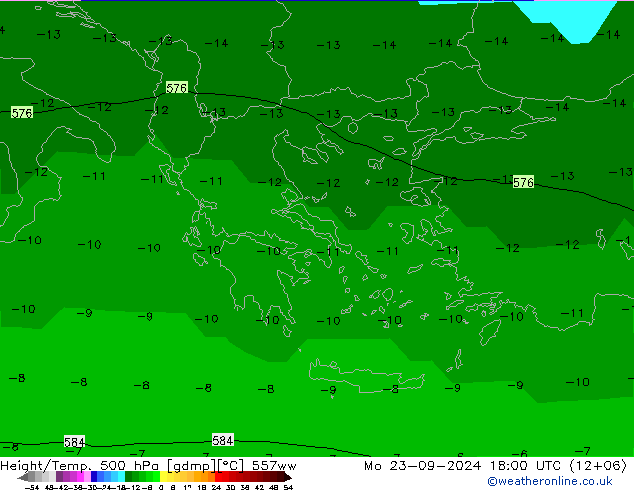 Height/Temp. 500 hPa 557ww Po 23.09.2024 18 UTC