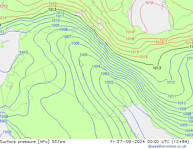 Surface pressure 557ww Fr 27.09.2024 00 UTC