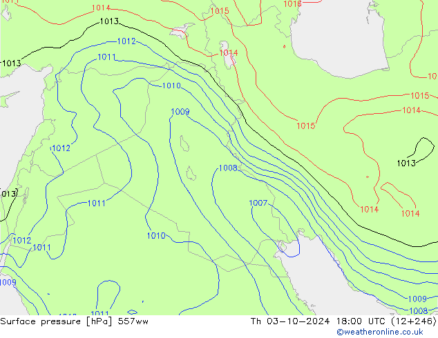 Surface pressure 557ww Th 03.10.2024 18 UTC