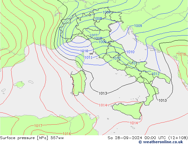 Surface pressure 557ww Sa 28.09.2024 00 UTC