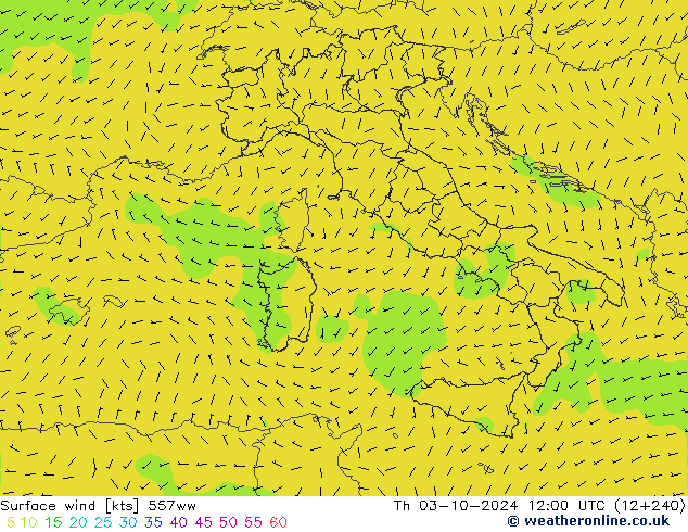 Rüzgar 10 m 557ww Per 03.10.2024 12 UTC