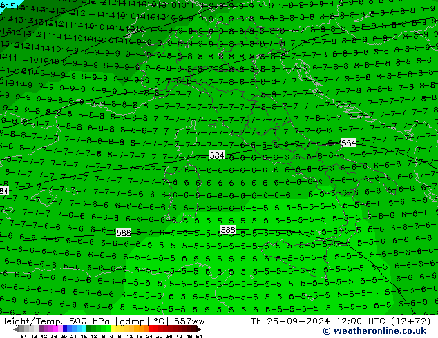 Géop./Temp. 500 hPa 557ww jeu 26.09.2024 12 UTC