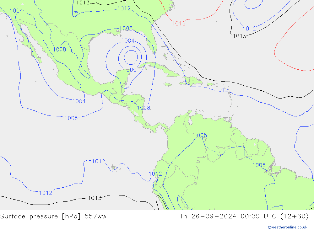 Surface pressure 557ww Th 26.09.2024 00 UTC