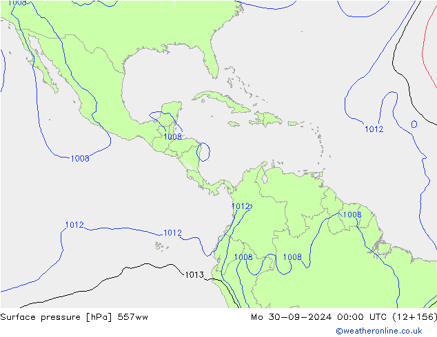 Surface pressure 557ww Mo 30.09.2024 00 UTC