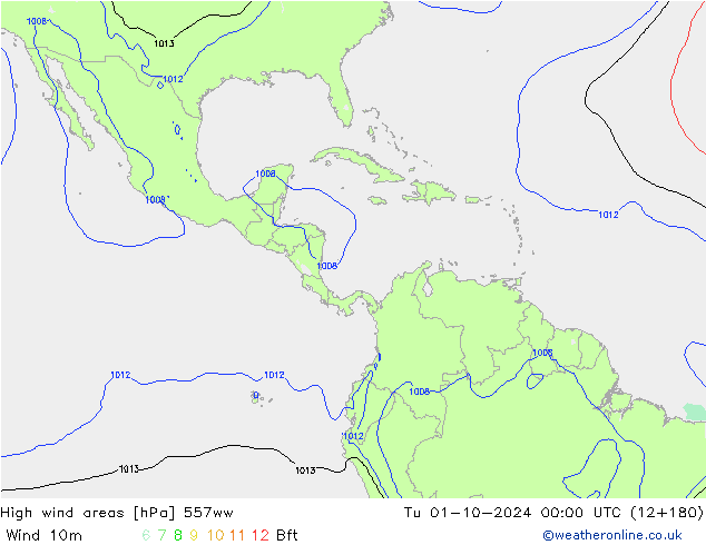 High wind areas 557ww Út 01.10.2024 00 UTC