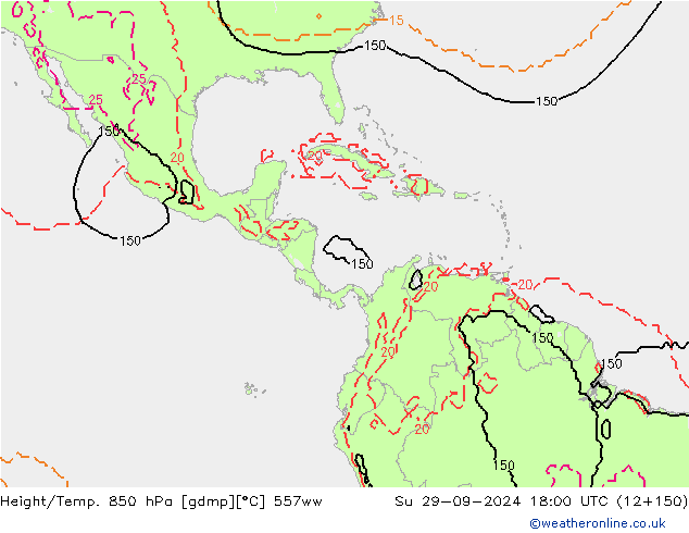 Yükseklik/Sıc. 850 hPa 557ww Paz 29.09.2024 18 UTC