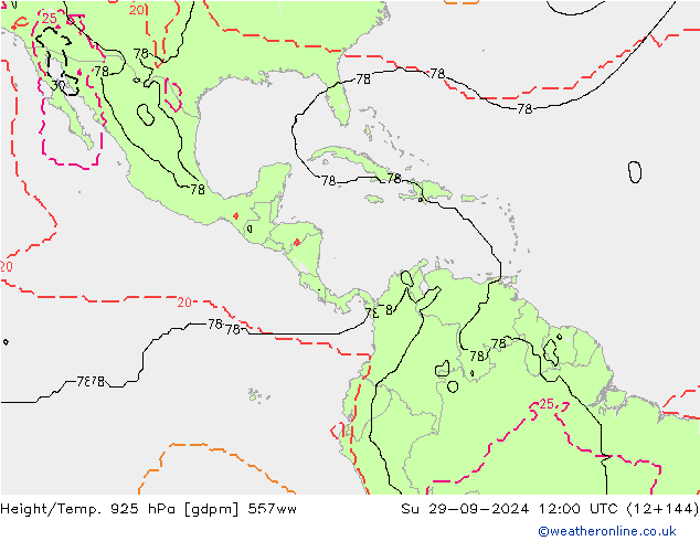 Height/Temp. 925 hPa 557ww So 29.09.2024 12 UTC