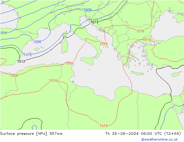 Surface pressure 557ww Th 26.09.2024 06 UTC