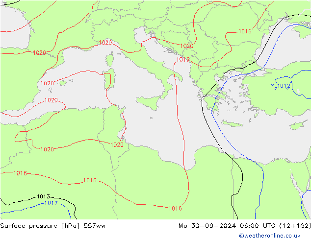 Atmosférický tlak 557ww Po 30.09.2024 06 UTC