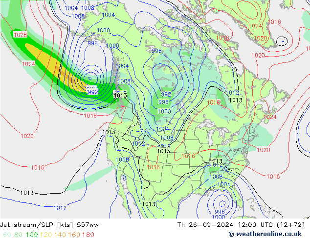 Jet stream/SLP 557ww Th 26.09.2024 12 UTC